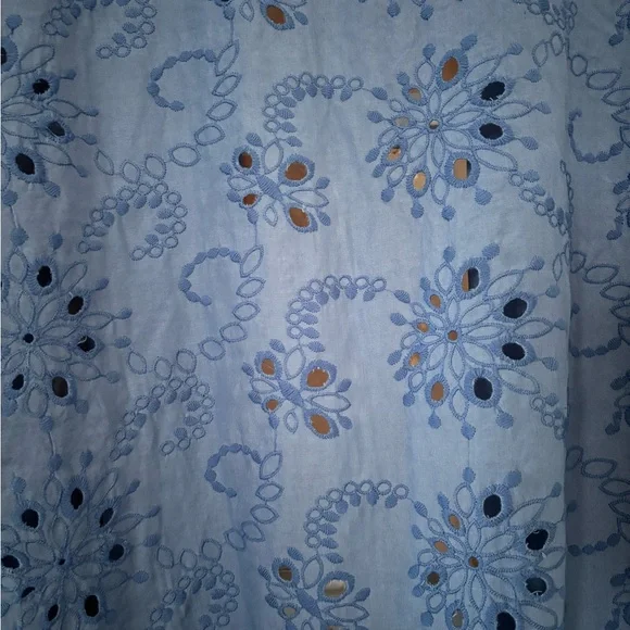 NWT World Market Blue Eyelet Embroidered Kimono - Picture 7 of 10